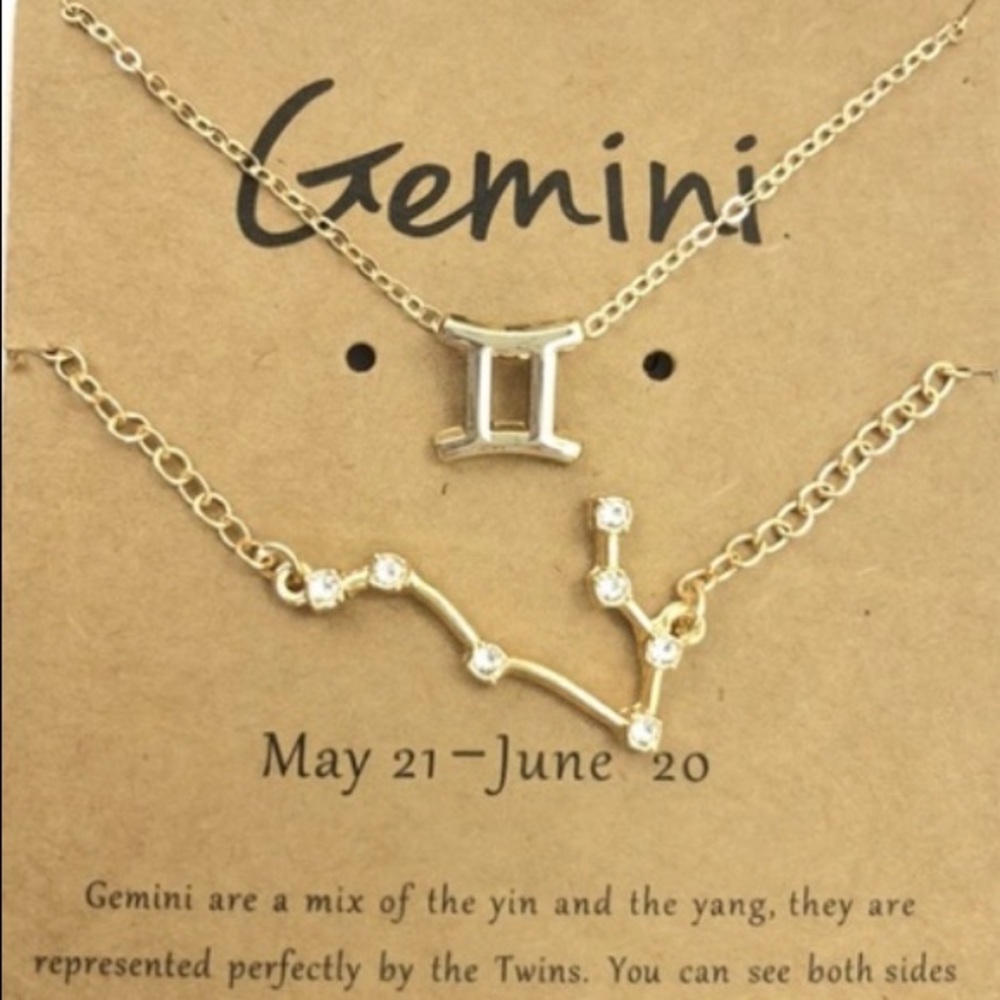 NWT Gemini♊️ Zodiac Signed Necklace+Bracelet +Card